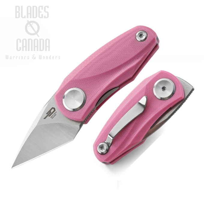 Bestech Tulip Flipper Framelock Knife, 14C28N Sandvik SW/Satin, G10 Pink, BG38E