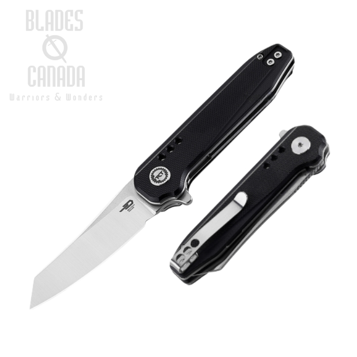 Bestech Syntax Flipper Folding Knife, 14C28N SW/Satin, G10 Black, BG40A