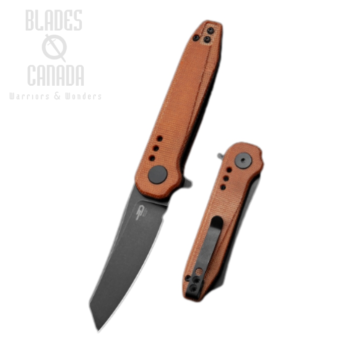Bestech Syntax Flipper Folding Knife, 14C28N Black SW, Micarta Natural, BG40F