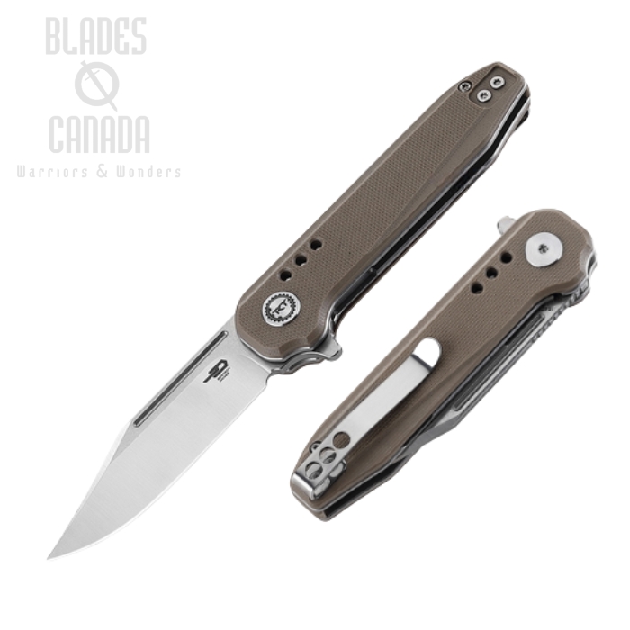 Bestech Syntax Flipper Folding Knife, 154CM SW/Satin, G10 Beige, BG41B