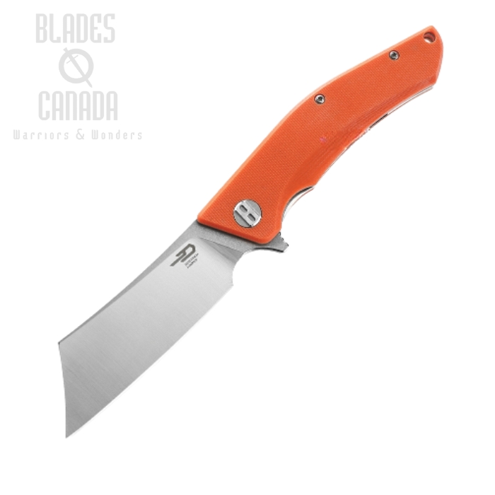 Bestech Cubis Flipper Folding Knife, D2 SW/Satin, G10 Orange, BG42D