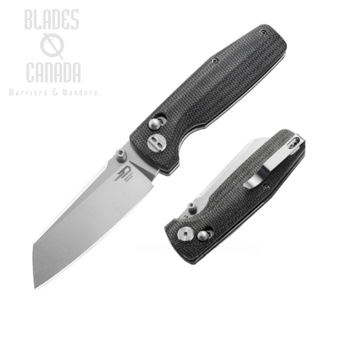 Bestech Slasher Folding Knife, D2 SW, Micarta Black, BG43A-1
