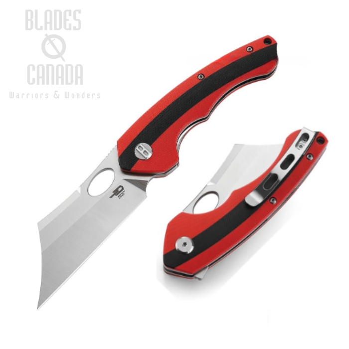 Bestech Skirmish Flipper Folding Knife, D2 Satin, G10 Red/Black, BG44C