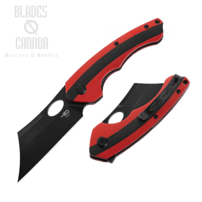 Bestech Skirmish Flipper Folding Knife, D2 Black SW, G10 Black/Red, BG44D