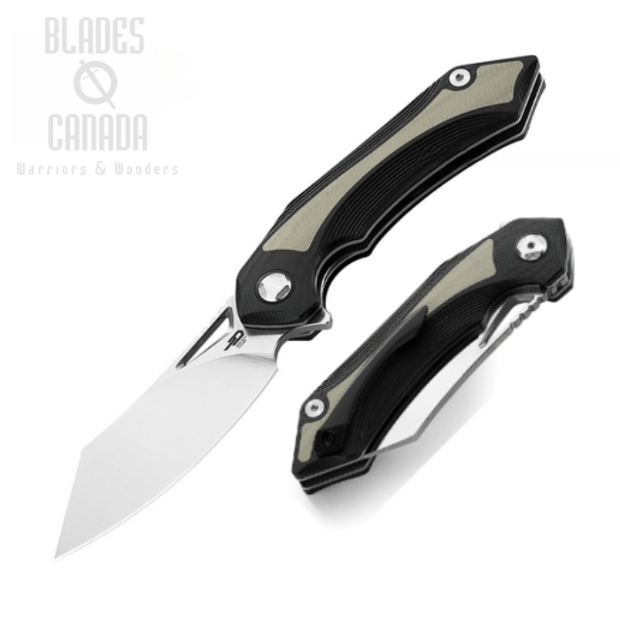 Bestech Kasta Flipper Folding Knife, 154CM Satin, G10 Tan/Black, BG45B
