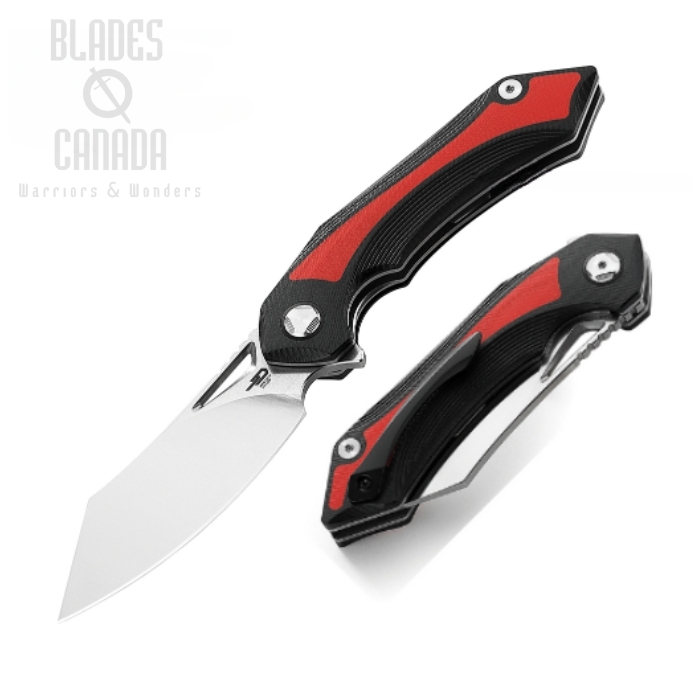 Bestech Kasta Flipper Folding Knife, 154CM Satin, G10 Red/Black, BG45C