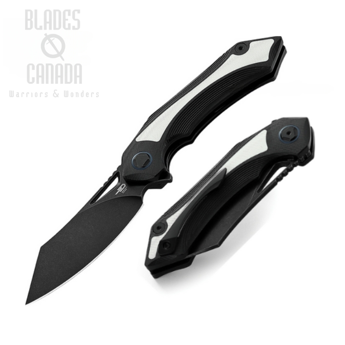 Bestech Kasta Flipper Folding Knife, 154CM Black SW, G10 White/Black, BG45D