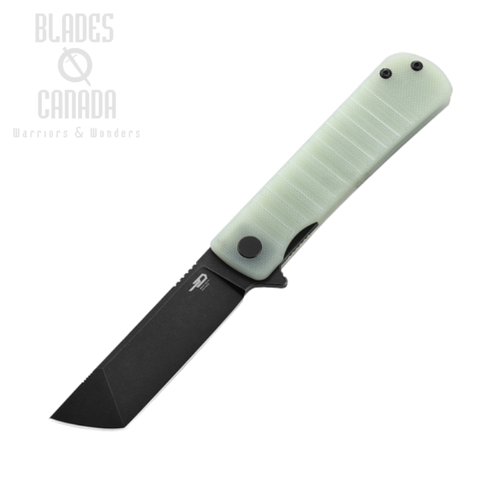 Bestech Titan Flipper Folding Knife, D2 Black SW, G10 Jade, BG49A-4