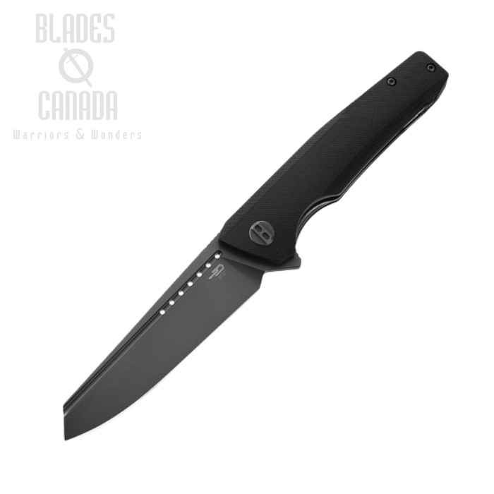 Bestech Slyther Flipper Folding Knife, 14C28N Grey Titanized, G10 Black, BG51A-2