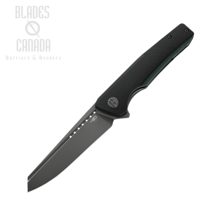 Bestech Slyther Flipper Folding Knife, 14C28N Titanized, G10 Black/Green, BG51D