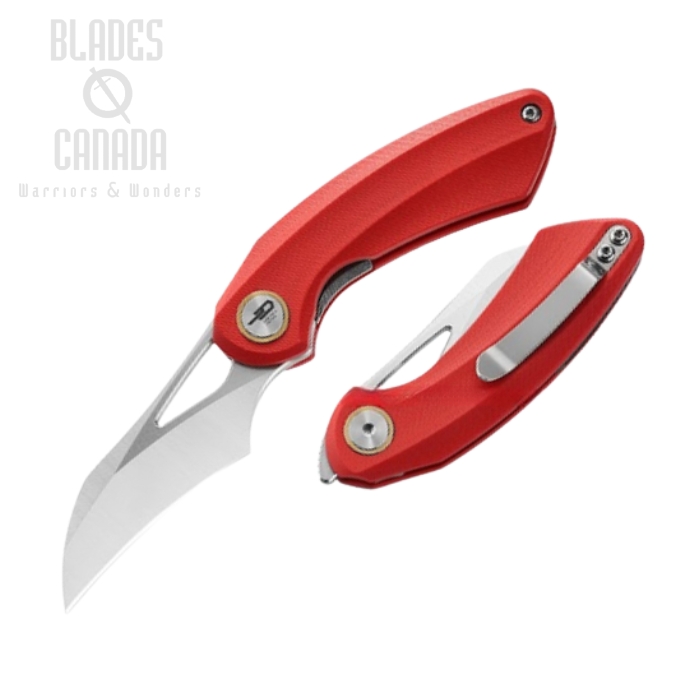 Bestech Bihai Flipper Folding Knife, 14C28N SW/Satin, G10 Red, BG53C-1