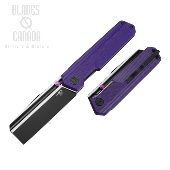 Bestech Tardis Folding Knife, D2 Black/Satin, G10 Purple, BG54B