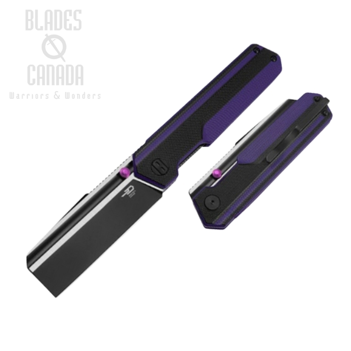 Bestech Tardis Folding Knife, D2 Black/Satin, G10 Black/Purple, BG54D