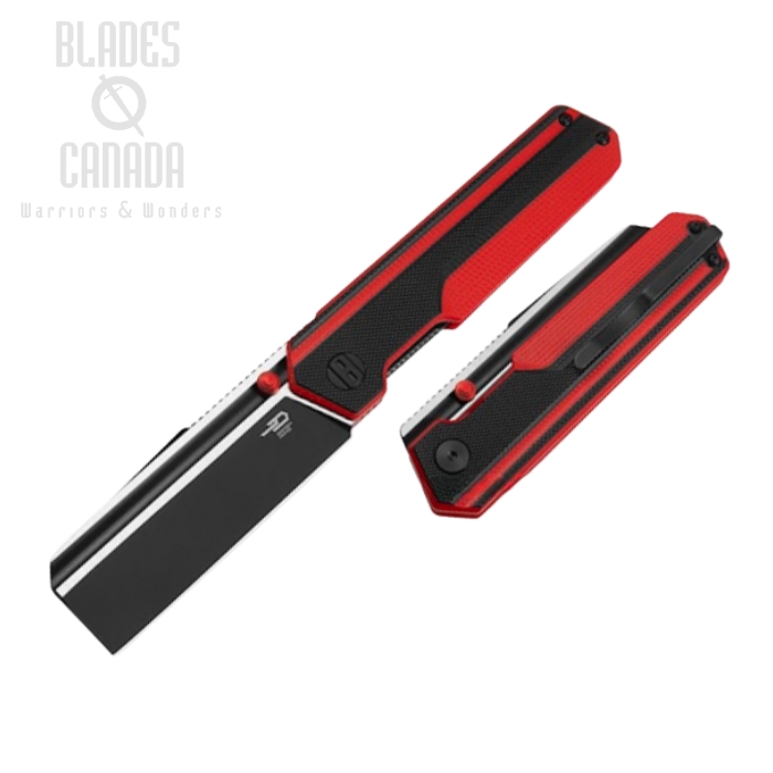 Bestech Tardis Folding Knife, D2 Black/Satin, G10 Black/Red, BG54E