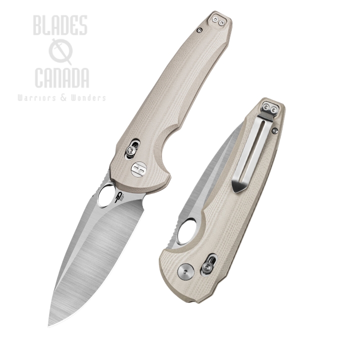 (image for) Bestech Noctar Bar Lock Folding Knife, 14C28N Satin, G10 Khaki, BG66C