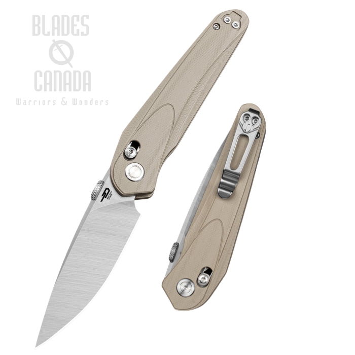 Bestech Mothus Bar Lock Folding Knife, 14C28N Two-Tone, G10 Tan, BG67B