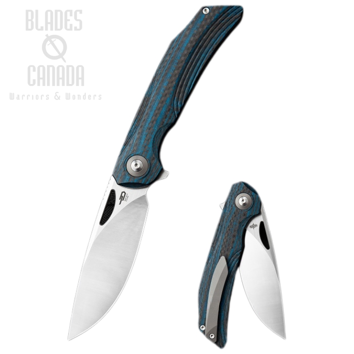 Bestech Falko Flipper Folding Knife, 154CM, G10 Blue/CF, BL01B