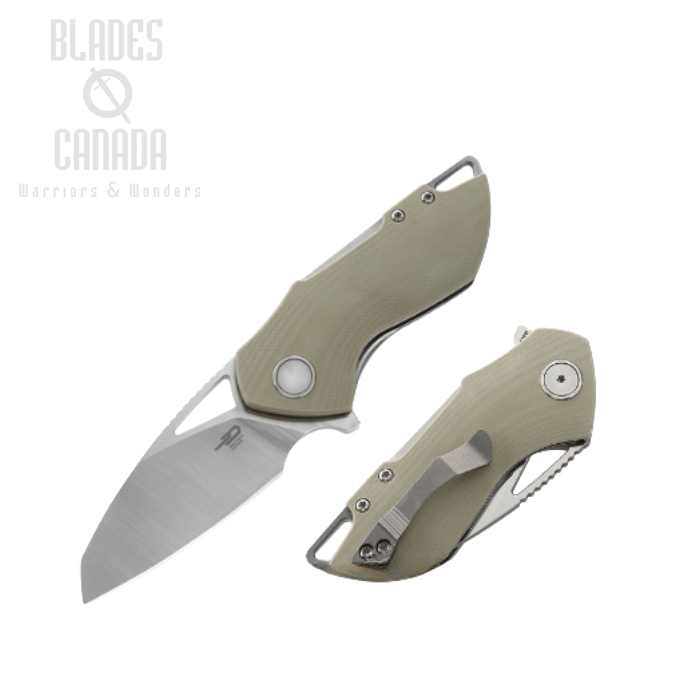 Bestech Riverstone Flipper Folding Knife, 154CM, G10 Champagne, BL03A
