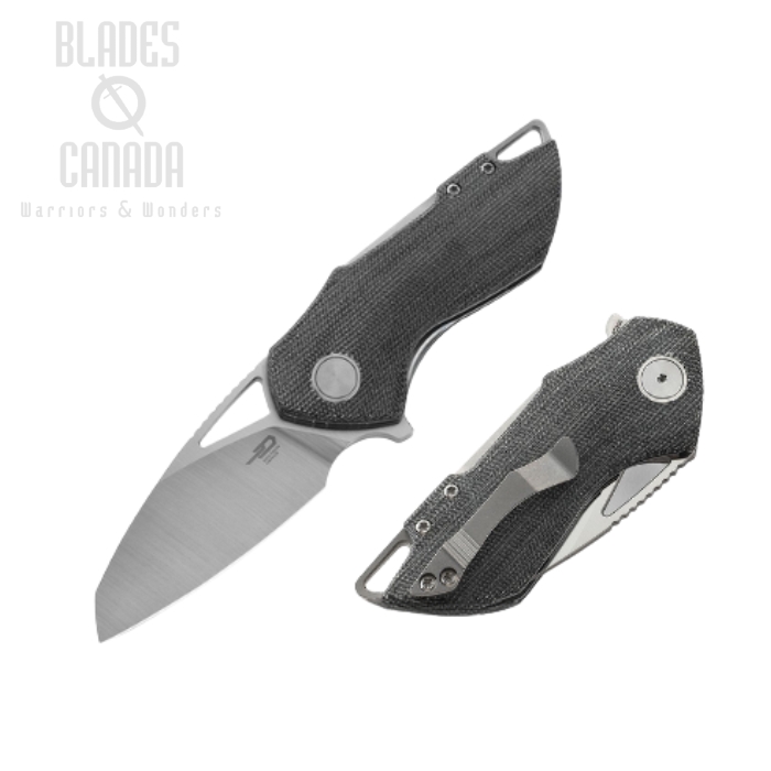 Bestech Riverstone Flipper Folding Knife, 154CM, Micarta Black, BL03D