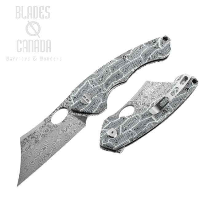 Bestech Skirmish Flipper Folding Knife, Damascus Acid Etched, G10 Black/White, BL07A