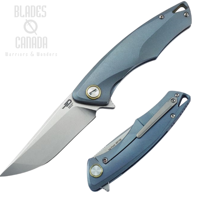 Bestech Dolphin Flipper Framelock Knife, S35VN, Titanium Blue, BT1707B