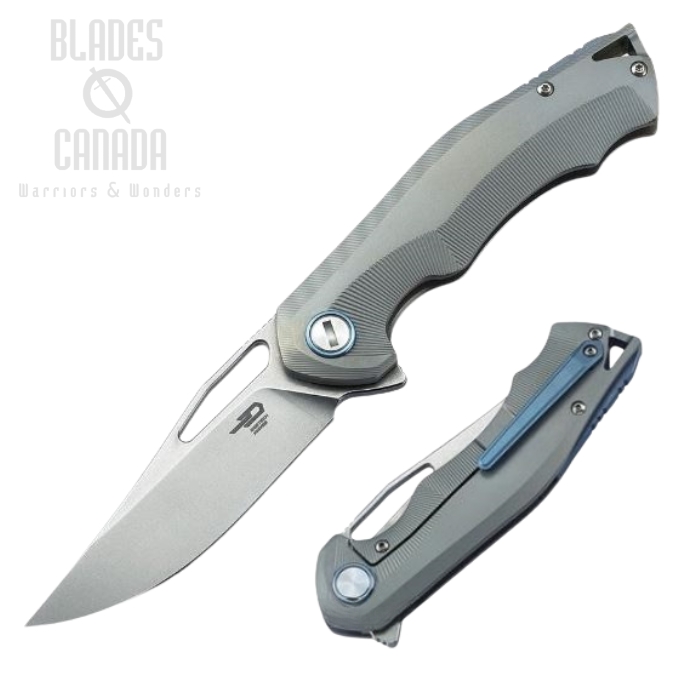 Bestech Tercel Flipper Framelock Knife, S35VN, Titanium Grey, BT1708B