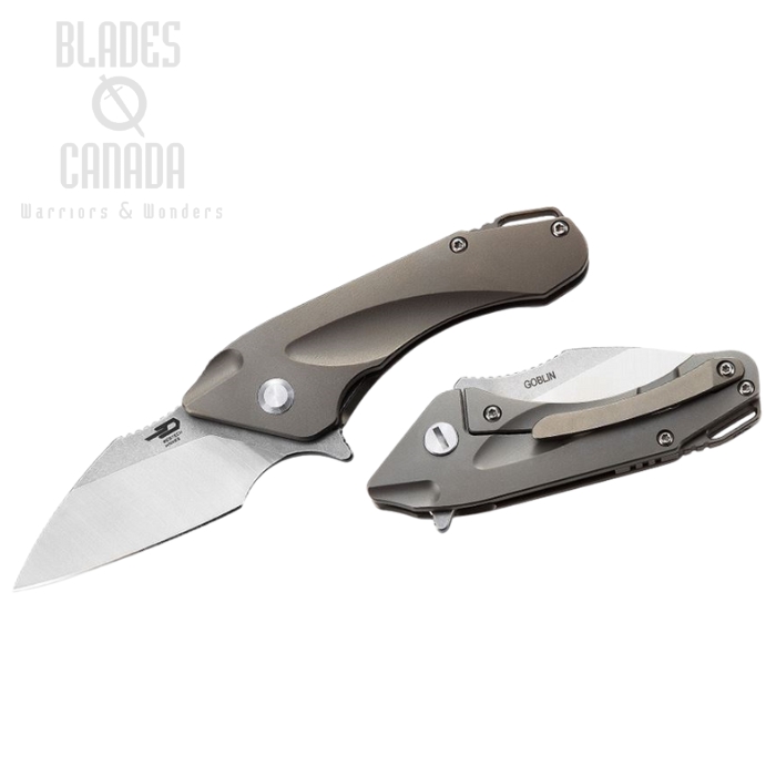 Bestech Goblin Flipper Framelock Knife, S35VN Two-Tone, Titanium Grey, BT1711C
