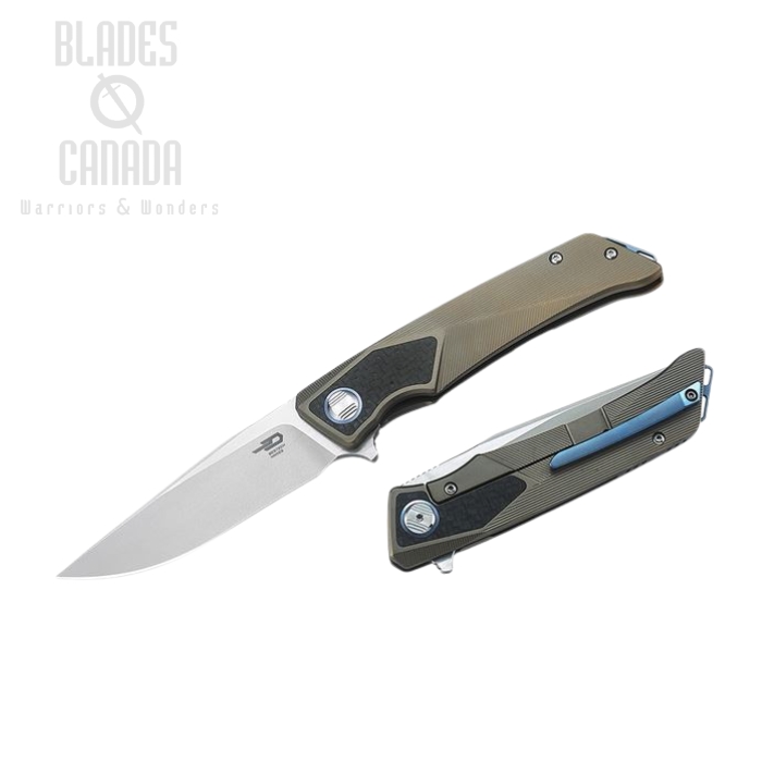 Bestech Sky Hawk Flipper Framelock Knife, S35VN Two-Tone, Titanium/CF, BT1804D