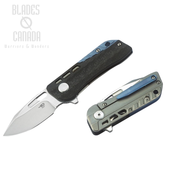 Bestech Engine Flipper Framelock Knife, S35VN Two-Tone, Titanium/CF, BT1805A