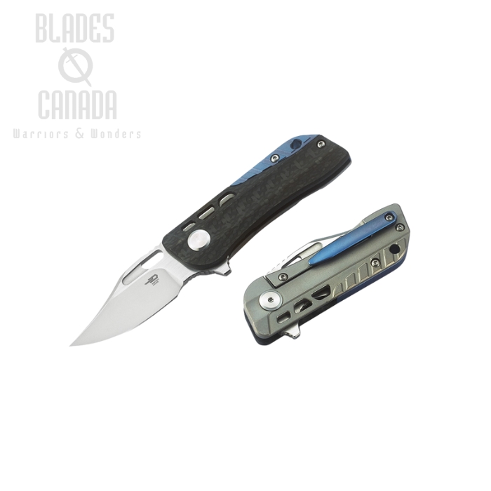 Bestech Engine Bowie Flipper Framelock Knife, S35VN Two-Tone, Titanium/CF, BT1806A