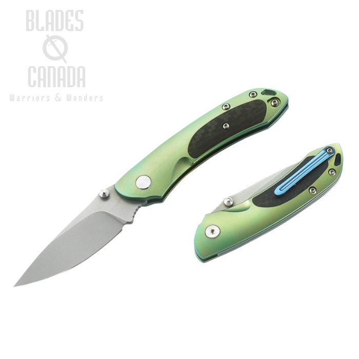 Bestech Junzi Slipjoint Folding Knife, S35VN, Titanium Green/CF, BT1809C