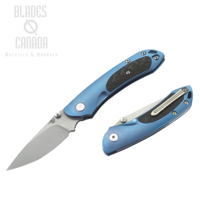Bestech Junzi Slipjoint Folding Knife, S35VN, Titanium Blue/CF, BT1809D