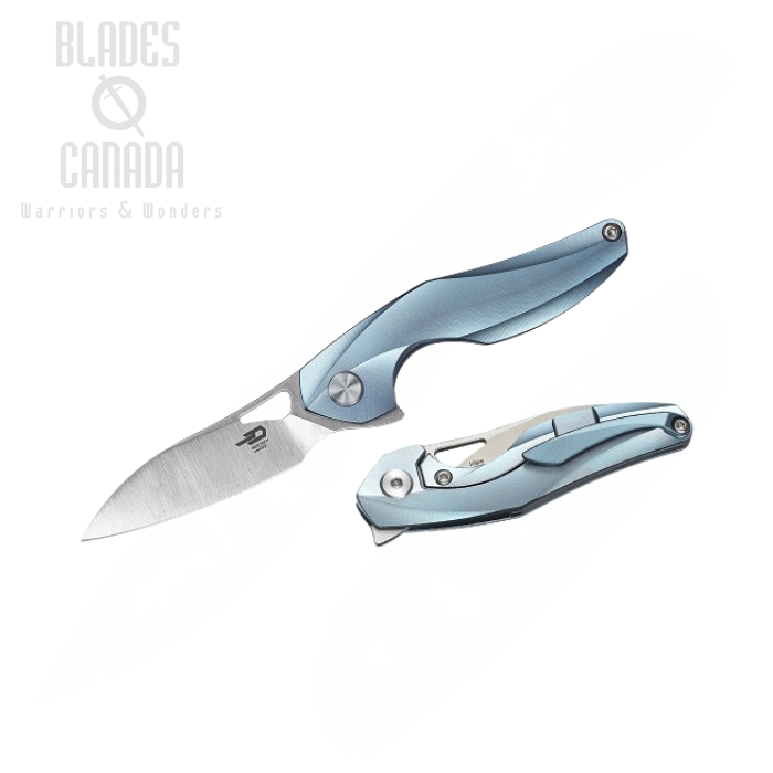Bestech Isham Reticulan Flipper Framelock Knife, S35VN Two-Tone, TItanium Blue, BT1810B
