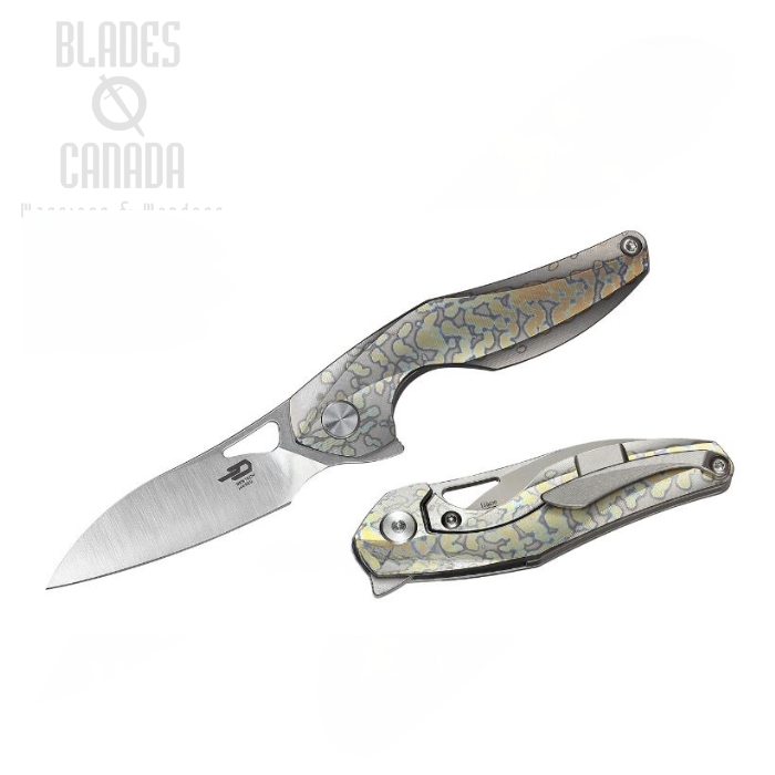 Bestech Isham Reticulam Flipper Framelock Knife, S35VN, Titanium, BT1810E