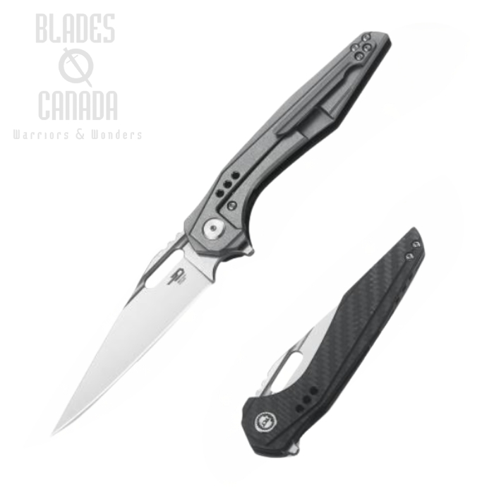 Bestech Malware Flipper Folding Knife, Left Handed, S35VN, Titanium/CF, BT1902C-L