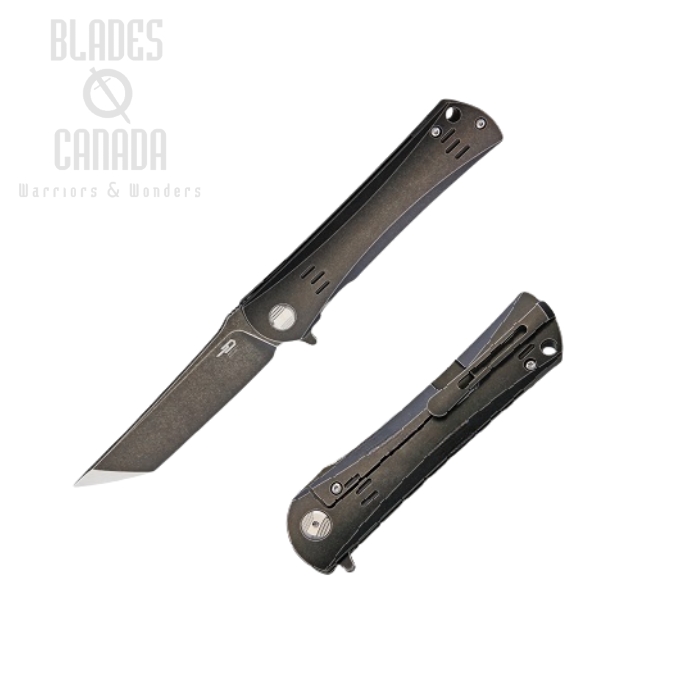 Bestech Kendo Flipper Framelock Knife, S35VN Tanto Two-Tone, Titanium, BT1903B