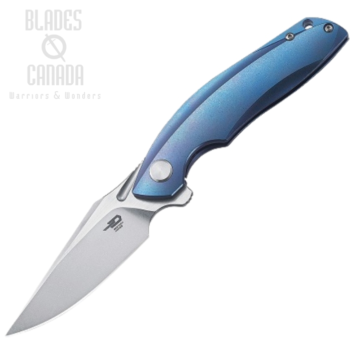 Bestech Ghost Flipper Folding Knife, S35VN Two-Tone, Titanium Blue, BT1905B