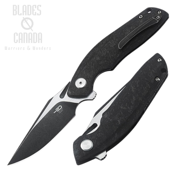 Bestech Ghost Flipper Folding Knife, Left Handed, S35VN, Carbon Fiber, BT1905D-L