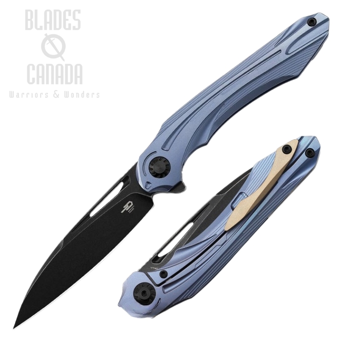 Bestech Wibra Flipper Framelock Knife, M390 SW, Titanium Blue, BT2001C