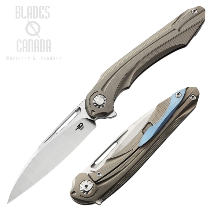 Bestech Wibra Flipper Framelock Knife, M390, Titanium Bronze, BT2001D