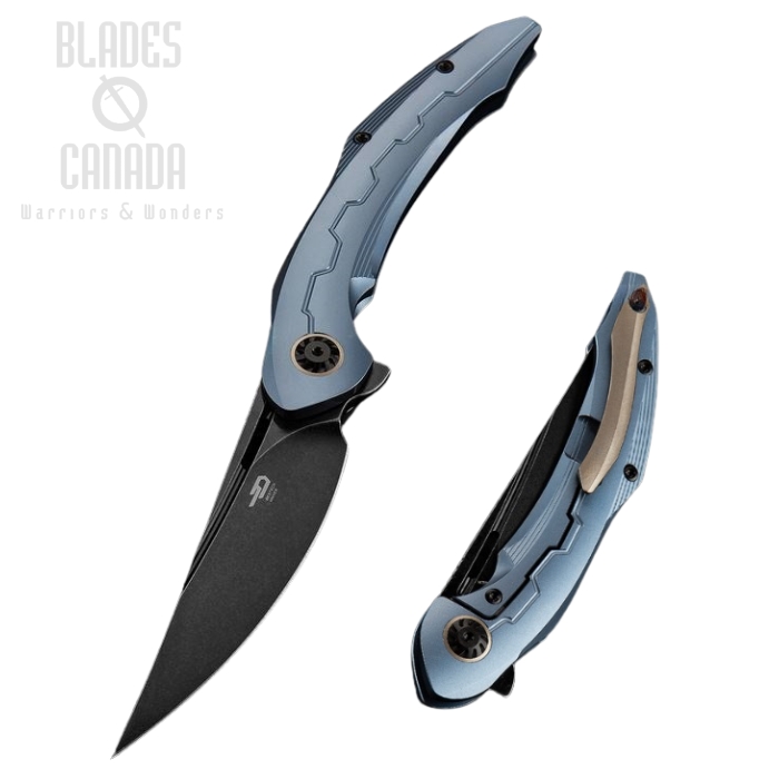 Bestech Marukka Flipper Framelock Knife, M390 SW, Titanium Blue, BT2002B