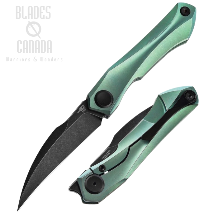Bestech Ivy Flipper Framelock Knife, S35VN Black, Titanium Green, BT2004E