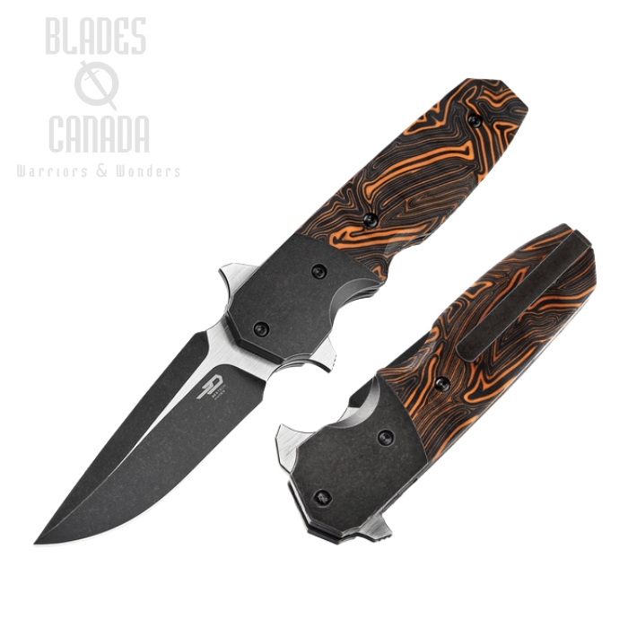 Bestech Freefall Flipper Folding Knife, CPM S35VN Two-Tone, G10 Black/Orange, BT2007B