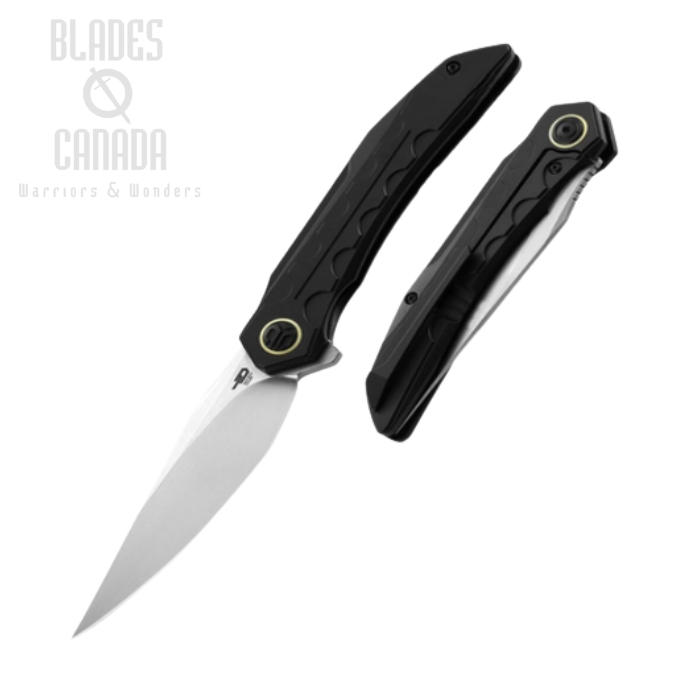 Bestech Samari Flipper Framelock Knife, M390 Satin, Titanium Black, BT2009F