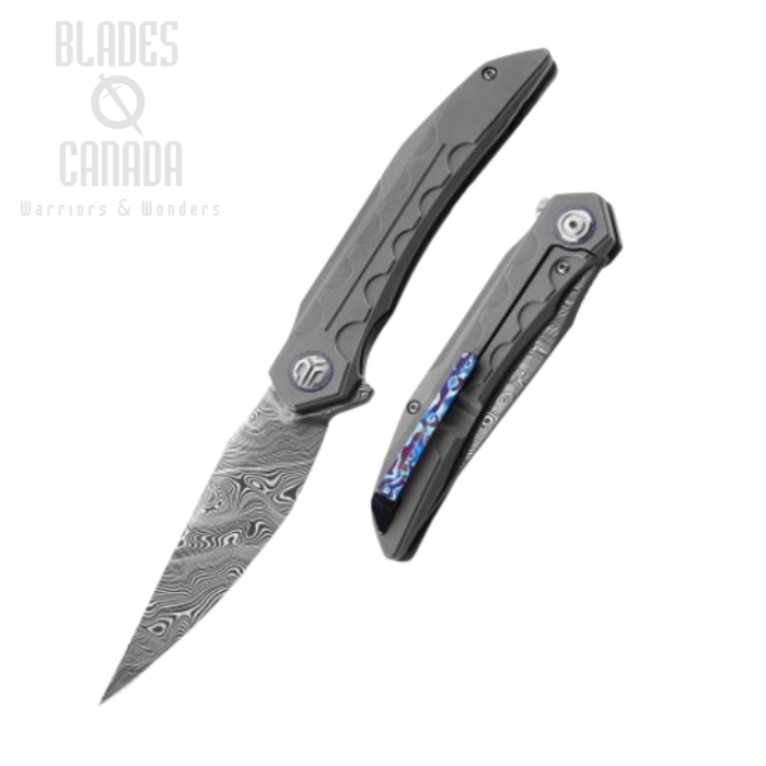 Bestech Samari Flipper Framelock Knife, Damasteel Blade, Titanium, BT2009G