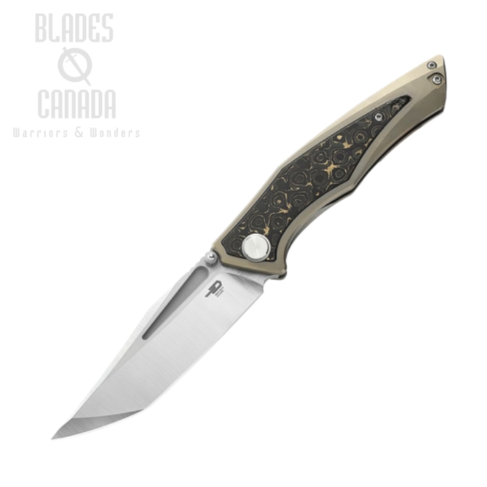 Bestech Togotta Framelock Folding Knife, M390, Titanium with Damascus/Copper/Carbon Fiber Inlay, BT2102G