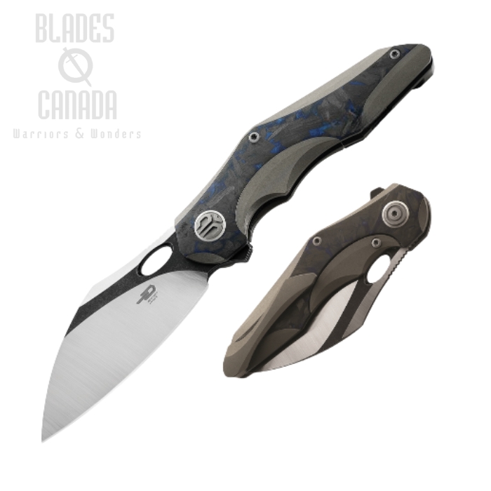 Bestech Nogard Flipper Framelock Knife, M390 Two-Tone, Titanium/CF, BT2105A