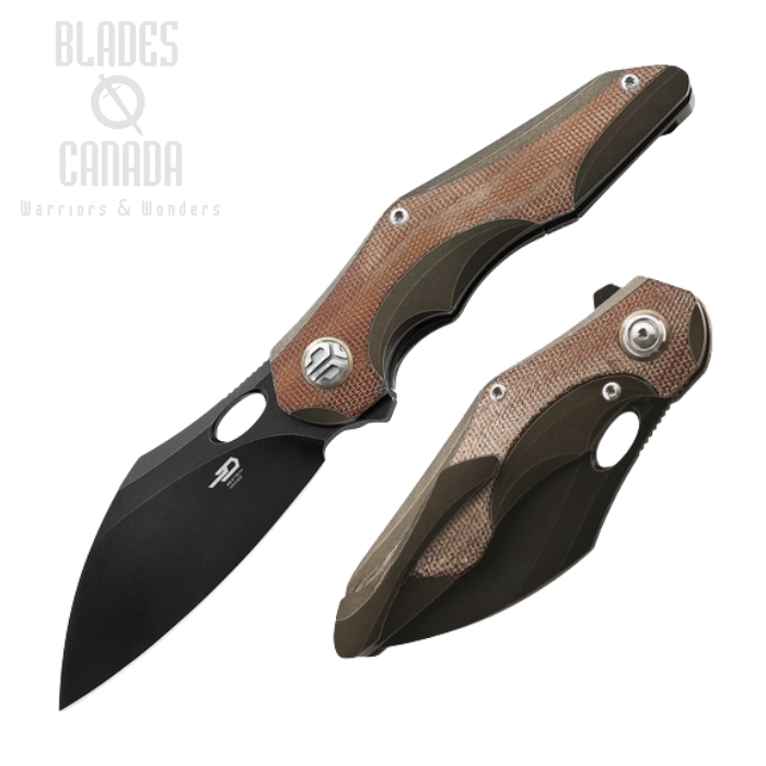 Bestech Nogard Flipper Framelock Knife, M390 Wharncliffe, Carbon Fiber/Micarta, BT2105F