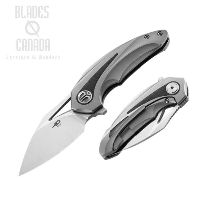 Bestech Nuke Flipper Framelock Knife, M390 Satin, Titanium/Carbon Fiber, BT2107A