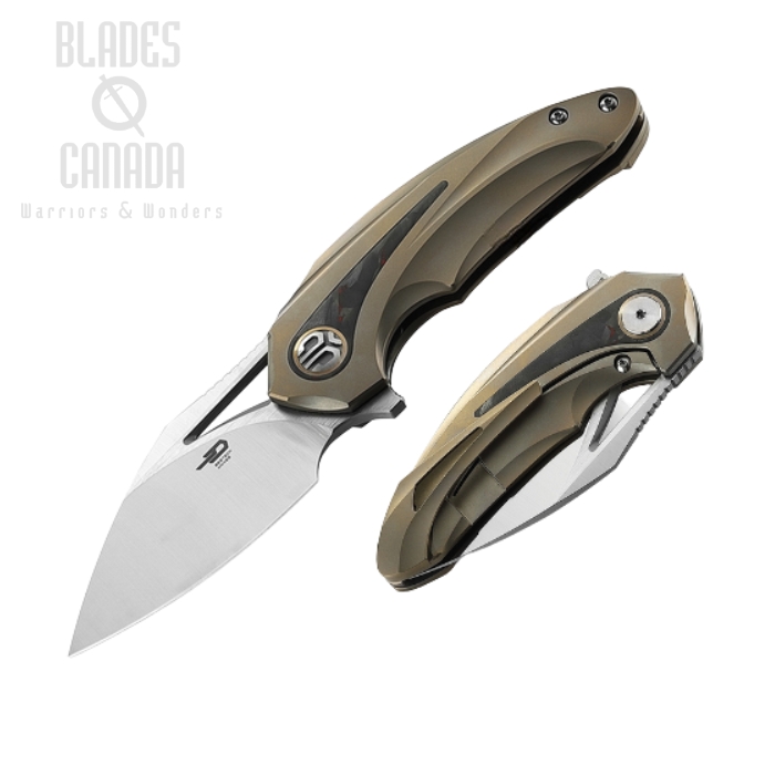 Bestech Nuke Flipper Framelock Knife, M390 Satin, Titanium/Carbon Fiber, BT2107B